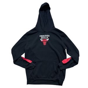 Chicago Bulls Hoodie Mens Small Black Fleece Sweatshirt Pullover NBA